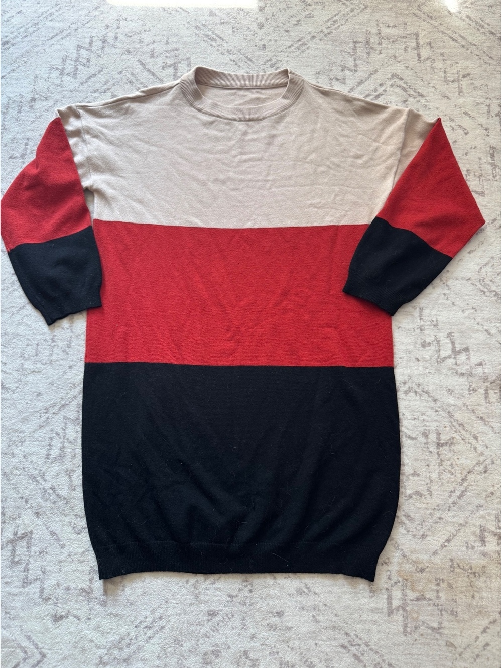 Colorblock short sleeve sweater dress